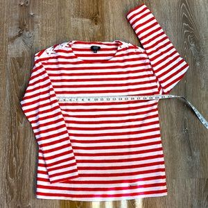Jones New York French terry long sleeve top in red and white stripe. Size L EUC